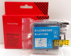 Tintenpatrone kompatibel zu LC980C/LC985C/1100C XL cyan Dulin - 20 ml